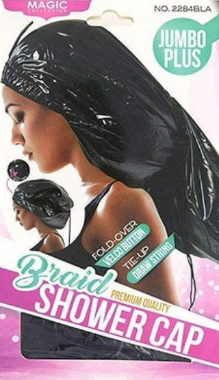 Magic Collection Jumbo Plus Braid Shower Cap Black -2284BLA