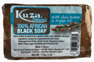 Kuza Naturals 100% African Black Soap With Shea Butter & ARGAN OIL 114G/4OZ