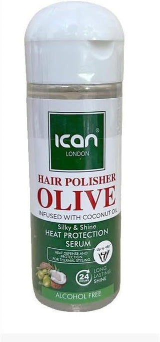 ICAN London Hair Polisher Olive Oil Infused With Coconut Oil Heat protection Serum -207ml/7 fl.oz