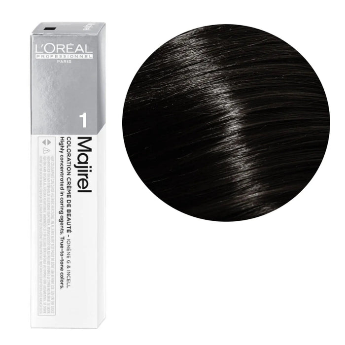 LOréal Professionnel Majirel 1 Black permanent hair color with gray coverage