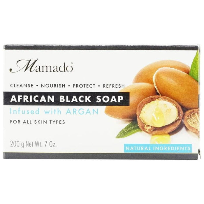 Mamado african black soap with argan 200g deep cleansing and skin nourishing soap for soft smooth and healthy glowing skin