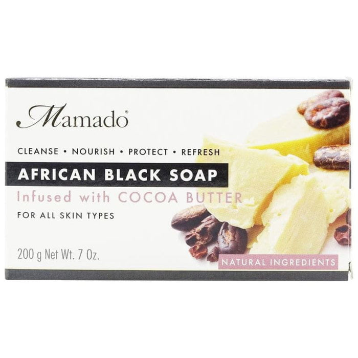 Mamado african black soap with cocoa butter 200g deep cleansing and moisturizing soap for soft smooth and healthy skin