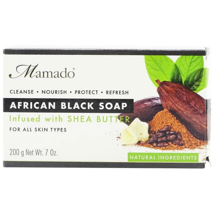 Mamado african black soap with shea butter 200g deep cleansing and nourishing soap for soft smooth and healthy skin