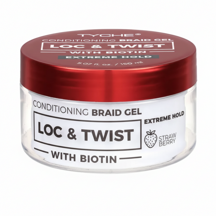 TYCHE conditioning braid gel loc twist 300ml strawberry extreme hold styling gel with biotin for braids locs twists smooth frizz free long lasting protective hairstyles