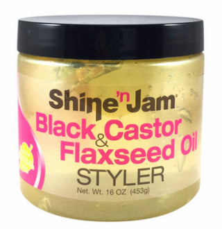 Shine n Jam Black Castor & Flaxseed Oil Styler 16oz/453g