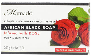 Mamado African Black Soap Infused With Rose 200g/7oz