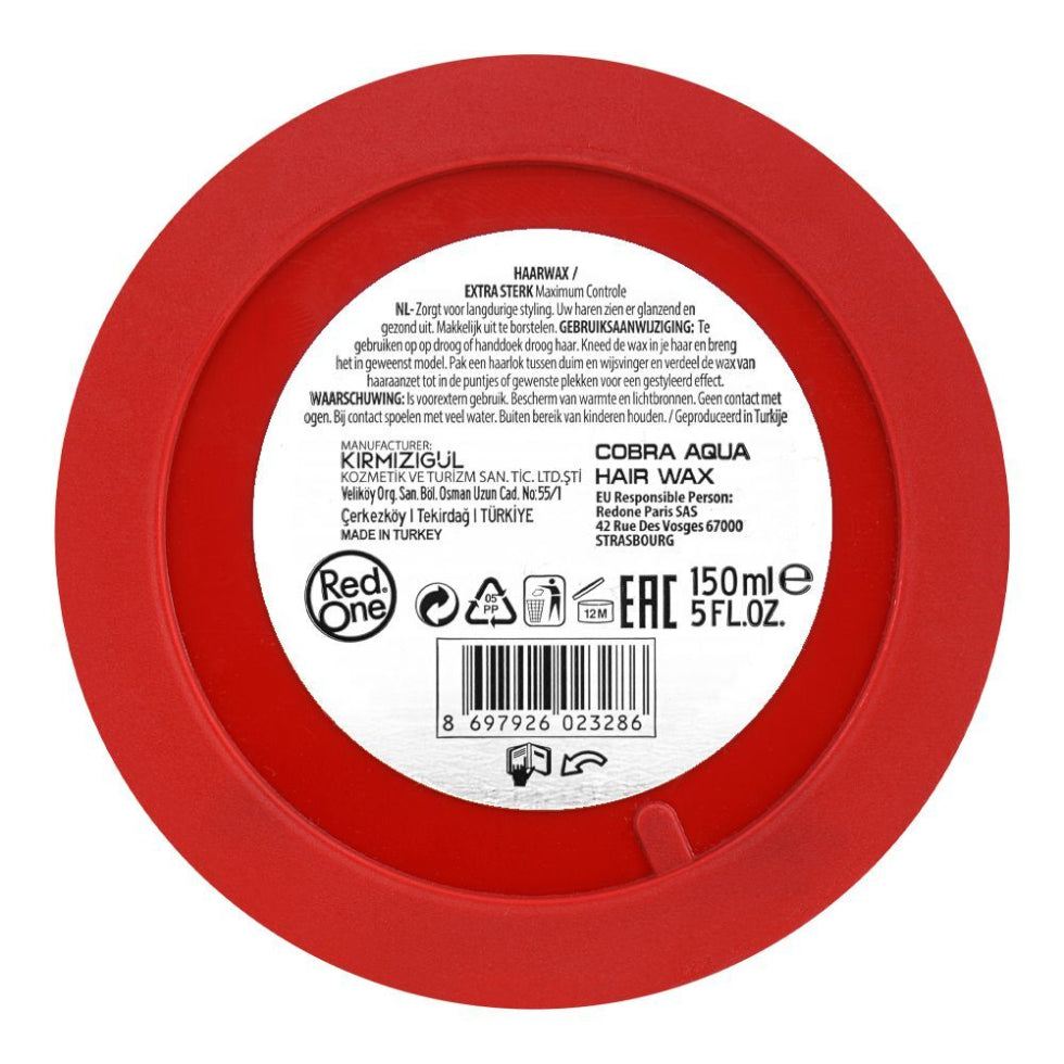 Red one cobra aqua hair wax 150ml full force maximum control strong hold shine styling wax
