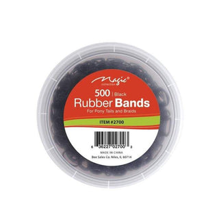 MAGIC COLLECTION 500|BLACK RUBBER BANDS FOR PONY TAILS AND BRAIDS NO.2700