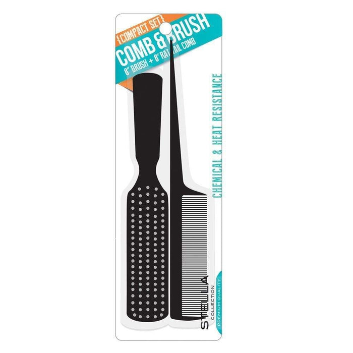 Stella Collection Ensemble combiné peigne à queue de rat de 8 pouces et brosse de 8 pouces - 2455