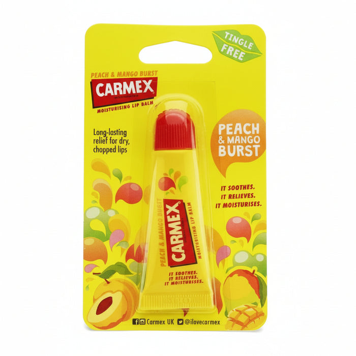 CARMEX MOISTURISING LIP BALM PEACH & MANGO BURST TUBE