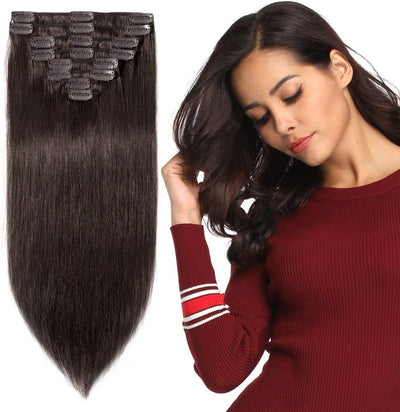 Dress Maker Unlimited 8 Pcs Clip In Hair Single Weft Straight 100% Human Hair