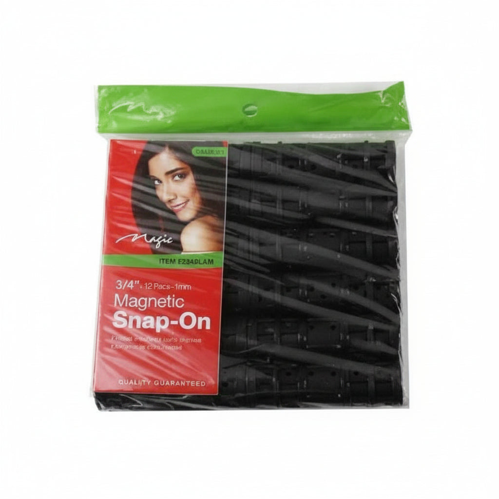 Magic Collection Medium Snap On Magnetic Rollers ¾" - 12 Pieces - Black