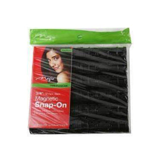 Magic Collection Medium Snap On Magnetic Rollers ¾" - 12 Pieces - Black
