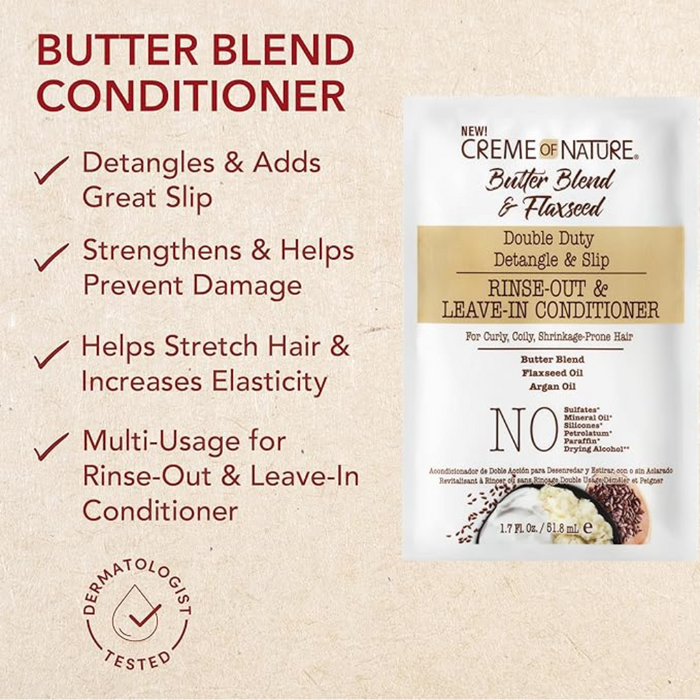 Creme Of Nature Double Duty Conditioner 1.75oz | Detangle Slip Leave-In/Rinse
