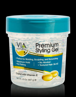 VIA Naturals Premium Styling Gel Crystal With Vitamin E-266 G/8 OZ