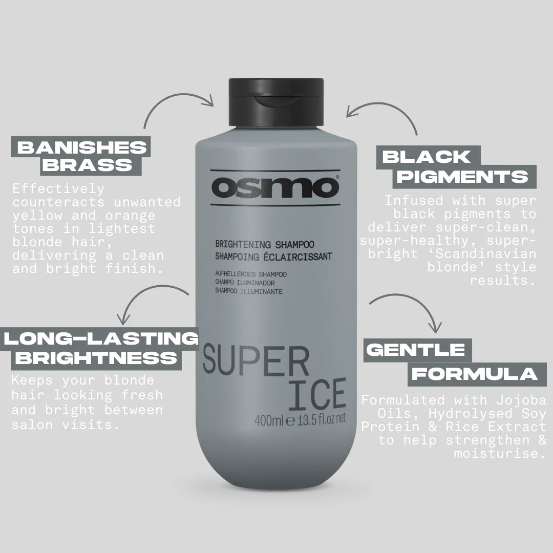 Osmo Super Ice Brightening Shampoo 400ml | Blonde & Grey Hair Brightening Care