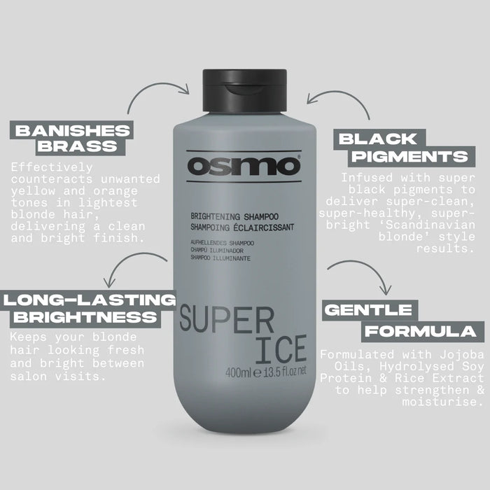 Osmo Super Ice Brightening Shampoo 400ml | Blonde & Grey Hair Brightening Care