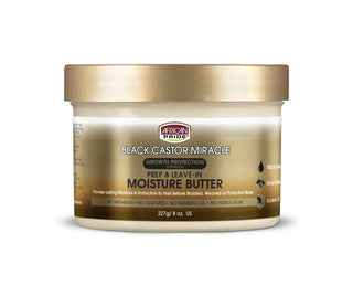 African Pride Black Castor Miracle Prep & Leave-In Moisture Butter 227g/8oz