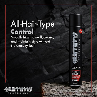 Gummy Professional Keratin Hair Spray Ultra Strong Hold Factor 400ml | Long-Lasting Control