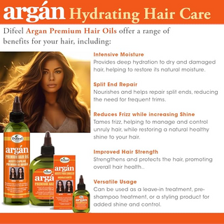 Difeel Argan Hydrating Premium Hair Oil 8oz | Repair & Shine Dry Hair Care