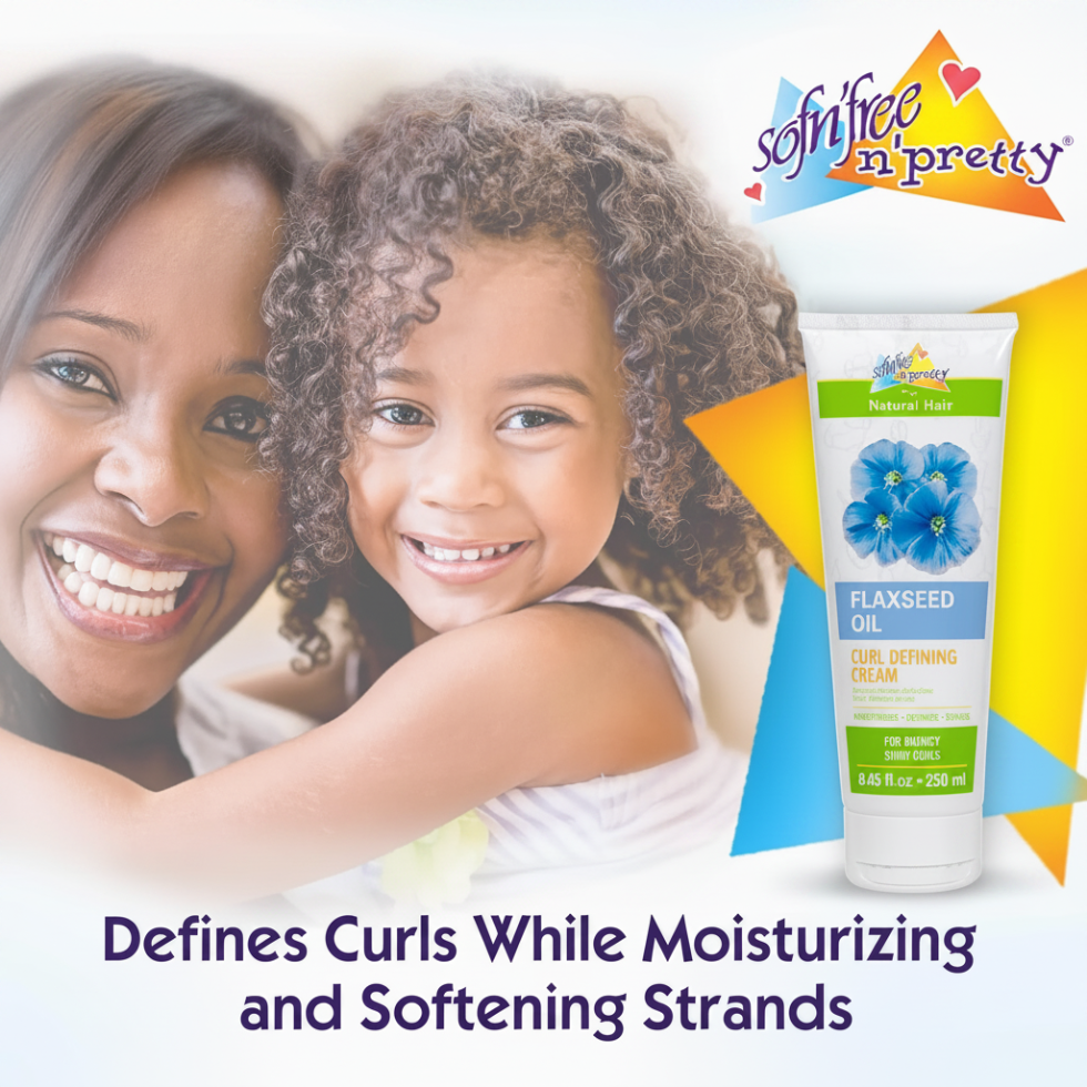sofn free n pretty flaxseed curl defining cream 250ml for moisture shine frizz free defined bouncy curls