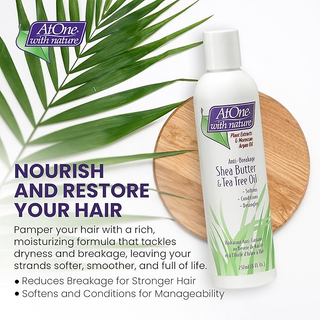 AtOne Anti-Breakage Shea Butter & Tea Tree Oil Moisturizer 8oz | Softens, Conditions, Detangles