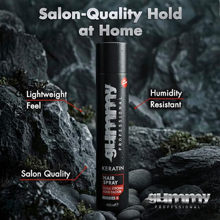 Gummy Professional Keratin Hair Spray Ultra Strong Hold Factor 400ml | Long-Lasting Control