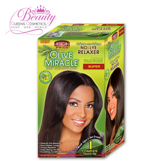 African Pride Olive Miracle Deep Conditioning No Lye Hair Relaxer Kit Super 1Ea