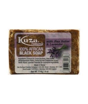 KUZA 100% African Black Soap With Shea Butter & Lavender-114g/4oz