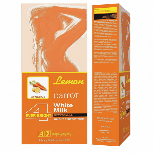A3 Lemon Carrot White Milk Lotion 400ml | Brighten & Smooth Skin Glow