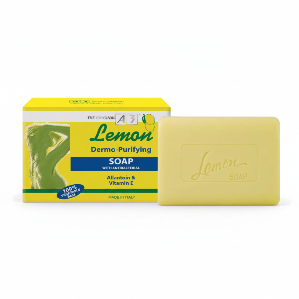A3 lemon dermo purifying soap for oily skin antibacterial brightening face and body cleanser