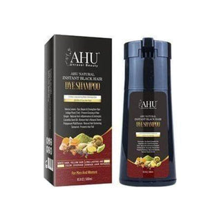 ahu natural instant black hair dye shampoo 500ml quick gray coverage natural black finish nourishing hair color shampoo