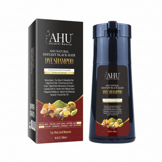 ahu natural instant black hair dye shampoo 500ml quick gray coverage non toxic hair coloring shampoo natural black finish