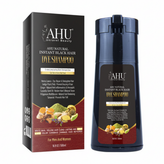 ahu natural instant black hair dye shampoo 500ml grey coverage nourishing hair color shampoo for quick easy natural black hair coloring