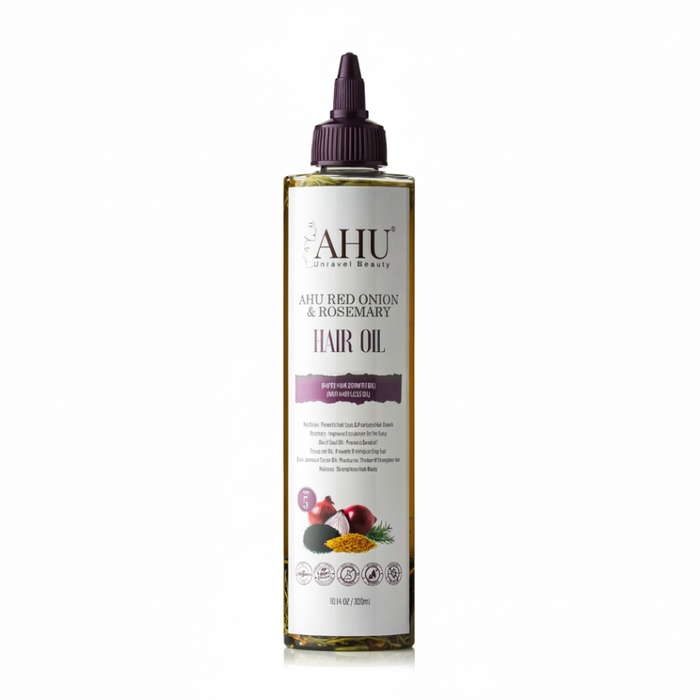 ahu red onion rosemary hair oil 300ml promote hair growth reduce hair fall scalp nourishing oil treatment