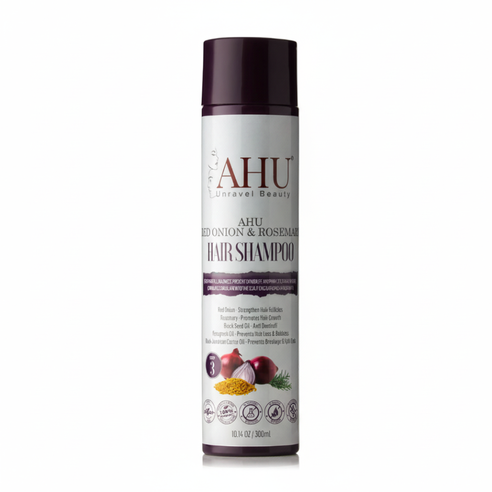ahu red onion rosemary hair shampoo 300ml strengthen promote hair growth scalp cleansing nourishing shampoo