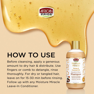 African Pride Moisture Miracle Honey & Coconut Oil Shampoo | 12oz | Nourish & Shine