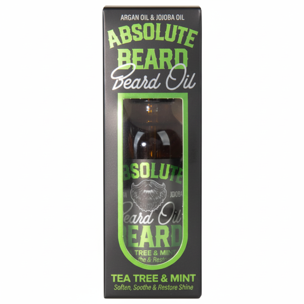 Absolute beard oil tea tree mint 60ml softens soothes and restores shine facial hair care