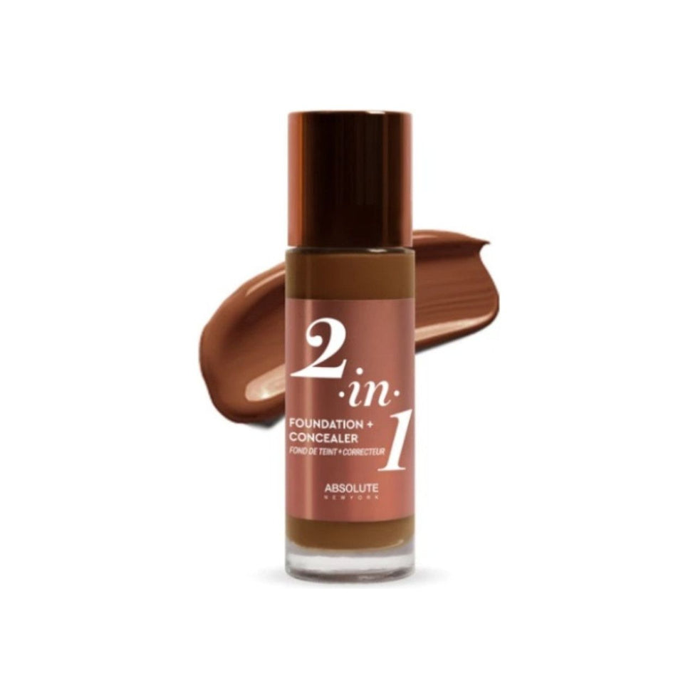 absolute new york 2 in 1 foundation concealer with smooth demi matte buildable coverage makeup finish