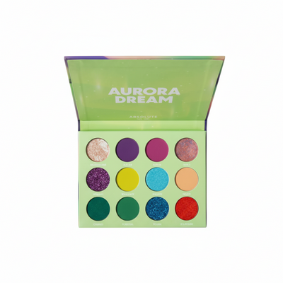 absolute new york aurora dream palette 12 colour eyeshadow multi formula highly pigmented blendable shimmer matte eye makeup palette