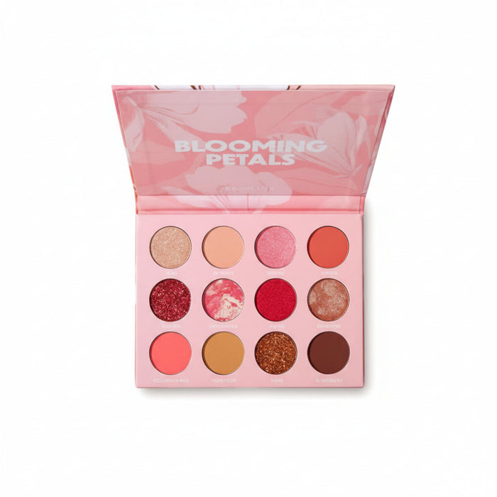 absolute new york blooming petals palette 12 colour eyeshadow multi formula floral inspired highly pigmented blendable matte shimmer eye makeup palette