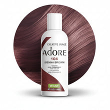 adore 104 sienna brown semi permanent hair color 118ml conditioning hair dye with warm sienna brown tones and glossy shine for soft natural hair