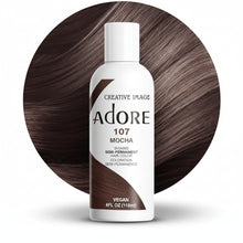 adore 107 mocha semi permanent hair color 118ml conditioning hair dye with rich mocha brown coffee tones and glossy shine for soft natural hair