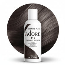 adore 110 darkest brown semi permanent hair color 118ml conditioning hair dye with deep brown near black tones and glossy shine for soft natural hair