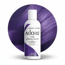 adore 113 african violet semi permanent hair color 118ml conditioning hair dye with rich violet purple tones and glossy shine for soft vibrant hair