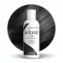 adore 118 off black semi permanent hair color 118ml conditioning hair dye with soft black tone and natural glossy shine for smooth healthy hair