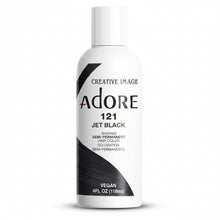 adore 121 jet black semi permanent hair color 118ml conditioning hair dye with deep jet black tones and glossy shine for smooth sleek hair