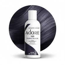 adore 125 purple black semi permanent hair color 118ml conditioning hair dye with deep black tones and purple sheen for soft dimensional hair