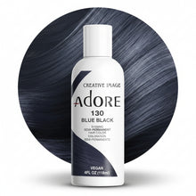 adore 130 blue black semi permanent hair color 118ml conditioning hair dye with deep black blue tones and glossy shine for sleek dimensional hair