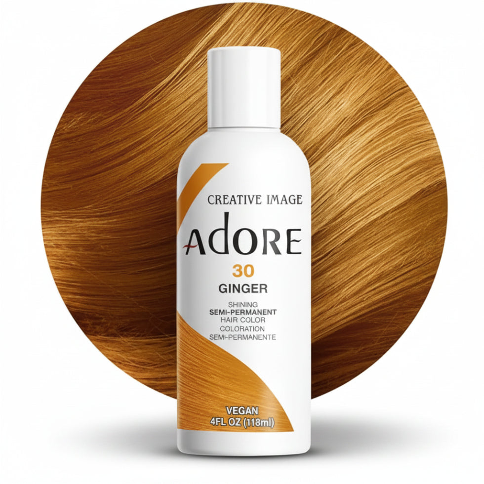 adore 30 ginger semi permanent hair color 118ml conditioning hair dye with warm ginger tones and glossy shine for soft vibrant hair